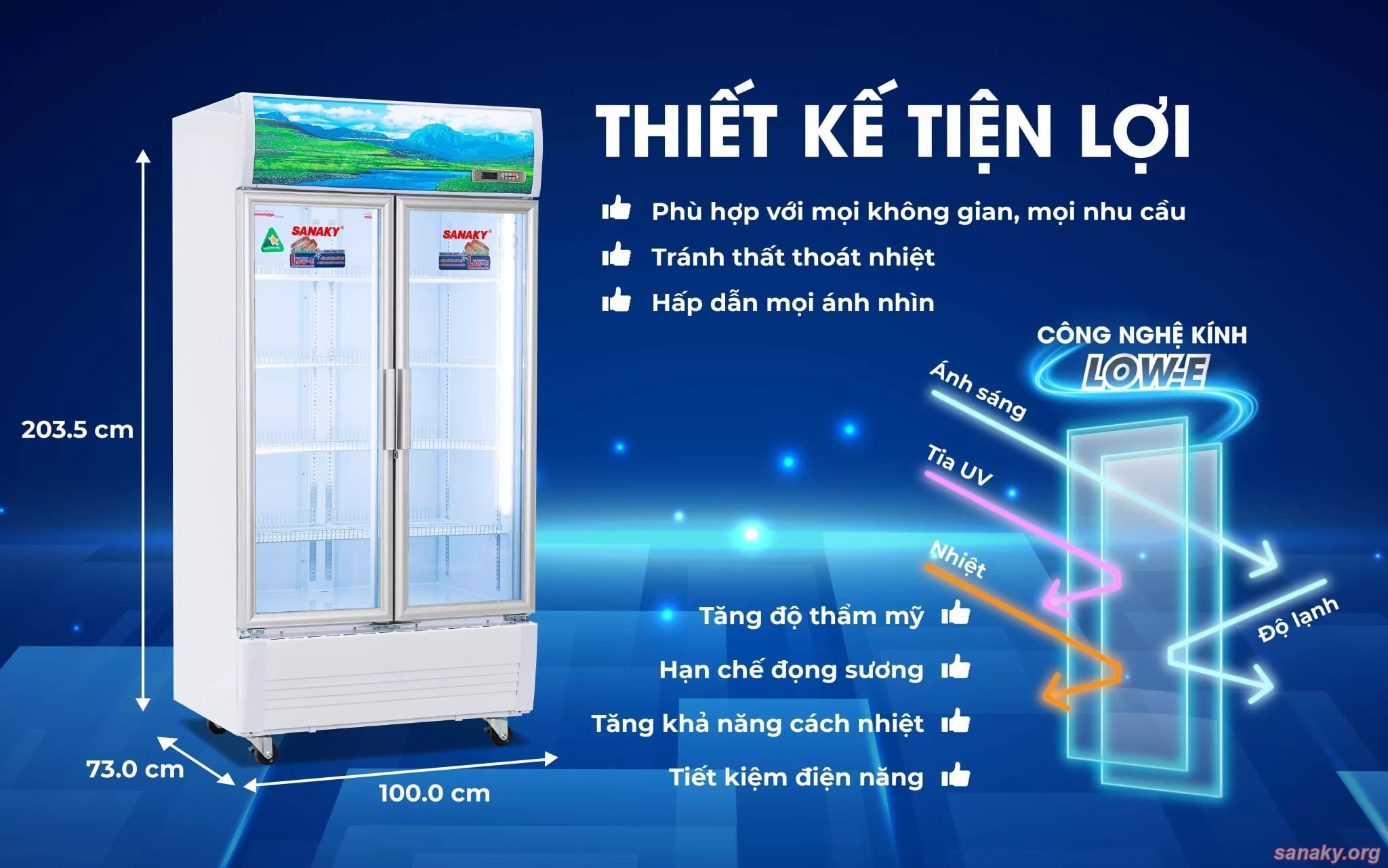 Tủ mát 2 cánh 900l Sanaky VH-1009HP
